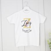 Personalised Wedding T-Shirt-Gold Initial Flower Girl image