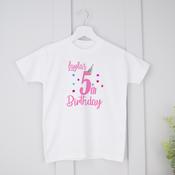 Personalised Kids Birthday T-Shirt - Birthday Day Hat - Pink image