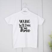 Personalised Kids Birthday T-Shirt-Young, Wild &amp;amp; Three image
