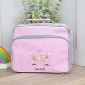 Personalised Pink School Lunch Bag-Unicorn Face