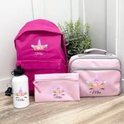 Personalised School Bundle (school bag, lunch bag, pencil case &amp;amp; bottle) - Unicorn Face