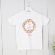 Personalised Big Sister T-Shirt-Flower Wreath