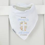 Personalised Christening Billy's Bib-Blue Flower Cross Silhouette