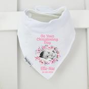 Personalised Christening Billy's Bib-Pink Flower Banner