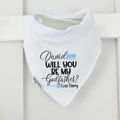 Personalised Godparent Billy's Bib-Will You Be My Godparent Arrow