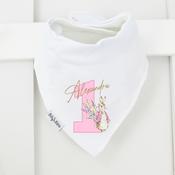 Personalised Billy's Birthday Bib- Rabbit (Blue Or Pink Initial)