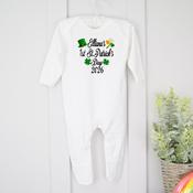 Personalised St.Patrick's Day Baby Grow-1st St.Patrick's Day Hat image
