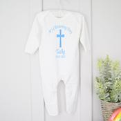 Personalised Christening Baby Grow-Blue Or Pink image