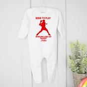 Personalised Sport Baby Grow-Born To Play Hurling Like My....(Your County/Club)