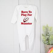 Personalised Rugby Baby Grow-Born To Play For Munster image