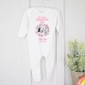Personalised Christening Baby Grow-Picture Pink image