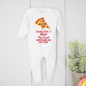 Personalised Father's Day Baby Grow-Pizza My Heart image