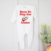 Personalised Rugby Baby Grow - Born To Play For Ulster image