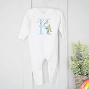 Personalised Baby Grow-Initial Rabbit (Blue Or Pink) image