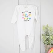 Personalised Baby Grow-Happy 1st Birthday As My Mommy/Daddy