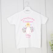 Personalised Communion T-Shirt-Floral Communion Girl