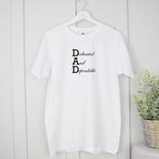 Personalised Father's Day Adult T-Shirt-Dad-Dedicated &amp;amp; Dependable image