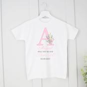 Personalised Wedding T-Shirt-Pink Initial Flower Girl image