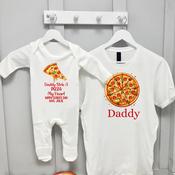 Personalised Father's Day Adult T-Shirt &amp;amp; Kids Baby Grow-Pizza