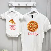 Personalised Father's Day Adult T-Shirt &amp;amp; Baby Vest-Pizza