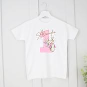 Personalised Kids Birthday T-Shirt-Rabbit (Pink Or Blue) image