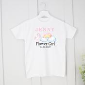 Personalised Wedding T-Shirt-Unicorn Flower Girl image