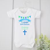 Personalised Christening Vest-Bunting (Blue Or Pink) image