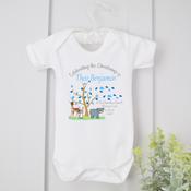 Personalised Christening Vest-Woodland (Blue Or Pink) image