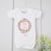 Personalised Little Sister Vest-Flower Wreath
