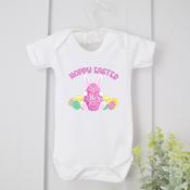 Personalised Easter Vest- Hoppy Easter Pink image