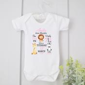 Personalised Baby Vest-All Details Animals (Blue Or Pink) image