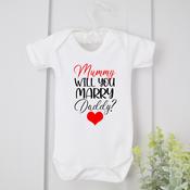 Personalised Baby Vest-Will You Marry My Daddy? (Red Love Heart) image