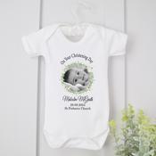 Personalised Christening Vest-Picture Green Leaf image
