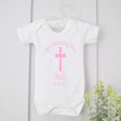 Personalised Christening Vest-Blue Or Pink