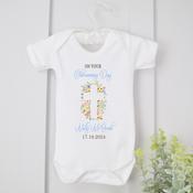 Personalised Christening Vest-Blue &amp;amp; Peach Silhouette image