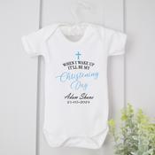 Personalised Christening Vest-When I Wake (Blue or Pink) image
