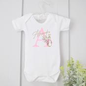 Personalised Baby Vest-Initial Rabbit (Blue Or Pink)