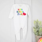 Personalised Baby Grow-Happy Birthday Mom/Dad