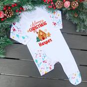 Personalised Sale Christmas Baby Gro-Gingerbread House (NB Only)