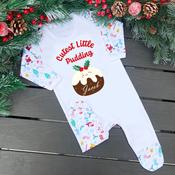 Personalised Sale Christmas Baby Gro-Cutest Little Pudding (NB Only)