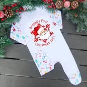Personalised Sale Christmas Baby Gro-Santa Snowflake(NB Only)