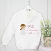 Personalised Communion Zip Up Hoodie Front &amp;amp; Back - Communion Girl