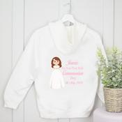 Personalised Communion Zip Up Hoodie Front &amp;amp; Back-New Design Communion Girl