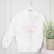 Personalised Communion Zip Up Hoodie Front &amp;amp; Back-Decorative Communion Cross
