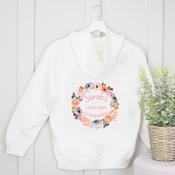 Personalised Communion Zip Up Hoodie Front &amp;amp; Back -Flower Wreath