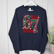 Personalised Christmas Kids/Adults Sweatshirt-67 (Red Or Navy)