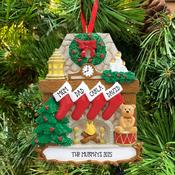 Fireplace 4 Personalised Hanging Christmas Decoration image