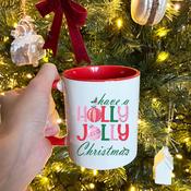 Personalised Christmas Mug-Holly Jolly