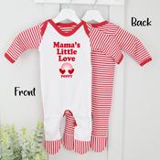 Personalised Valentines Red Stripe Baby Grow-Mama's Little Love image