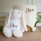 Nova Knit Beige Blanket &amp;amp; Teddy-You Choose The Thread Colour